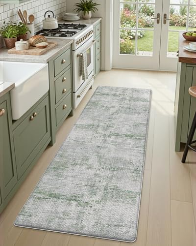 DEXI Kitchen Floor Mats Cushioned Anti Fatigue Runner Rug 23x86 Green - color: Green, size: 86"L x 23"W x 0.4"Th