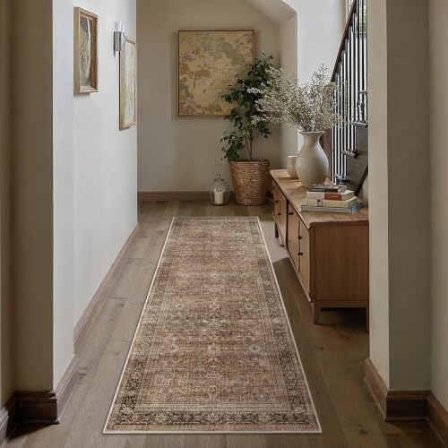 Schweek 2x5 Runner Rug Washable Non-Slip Neutral Rugs for Hallways Brown - color: Brown, size: 2' x 5' (Runner)