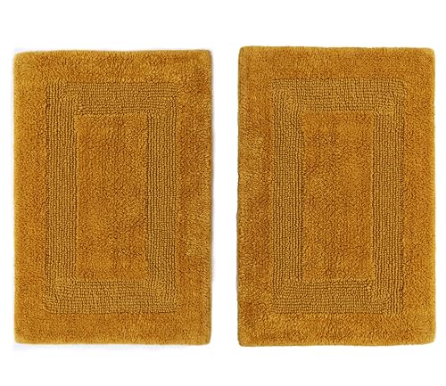 COTTON CRAFT 2 Pack Reversible Bath Mat - Plush 17x24 Bath Rug - Golden Rod - color: Golden Rod, size: 17x24 Inches