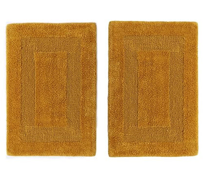 COTTON CRAFT 2 Pack Reversible Bath Mat - Plush 17x24 Bath Rug - Golden Rod - color: Golden Rod, size: 17x24 Inches