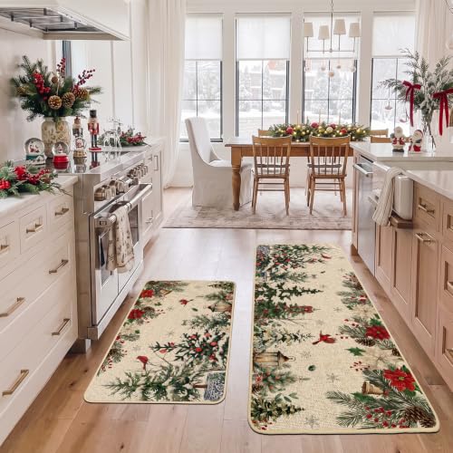 Baccessor Christmas Kitchen Rugs Set of 2, 17x29 and 17x47 Inch - color: Xmas Trees