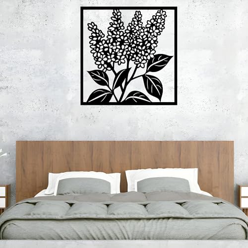 Metal Wall Decor | 17'' x 17'' x 0.05'' Lilac Art Themed Wall Decorations | Handmade Indoor and Outdoor Wall Art (17'' x 17'', Lilac, Black) - size: 17'' x 17'', style: Lilac