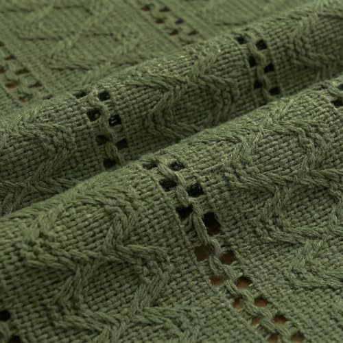 Artoid Mode Army Green Woven Farmhouse Hollow Table Runner 12x36 Inch - color: Army Green, size: 12" x 36", Table Runner