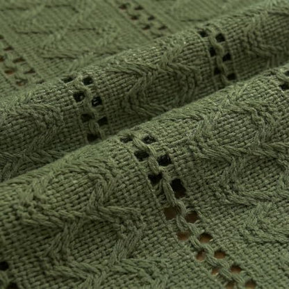 Artoid Mode Army Green Woven Farmhouse Hollow Table Runner 12x36 Inch - color: Army Green, size: 12" x 36", Table Runner