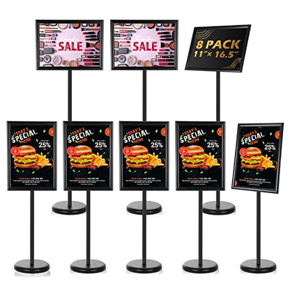 LElFlIDE 8 Pack Black 11.7 x 16.5" A4 Adjustable Pedestal Sign Holder - color: Black, size: 11.7 x 16.5''