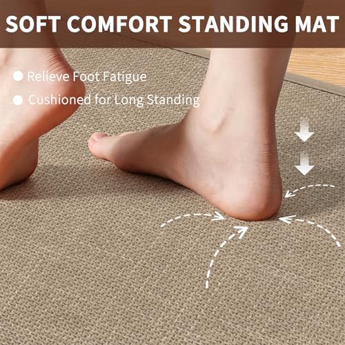 SHACOS Non Slip Kitchen Sink Rug, 17x30 Inch, Brown - color: Brown, size: 17x30"