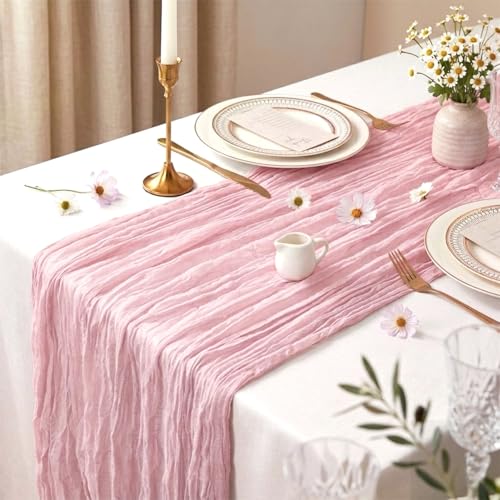 10 Pack Pink Cheesecloth Table Runner 17 x 108 Inch - color: Pink, size: 10Pcs - 9 Ft