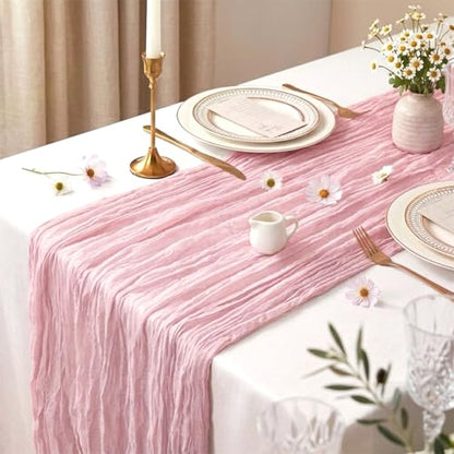 10 Pack Pink Cheesecloth Table Runner 17 x 108 Inch - color: Pink, size: 10Pcs - 9 Ft