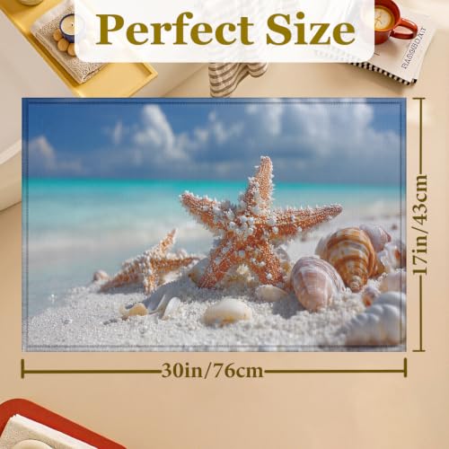 Beach Sea Starfish Bath Mat Rug, Door Mat Doormat Entrance Non-Slip Bathroom Rugs for Entryway Bathroom Kitchen 17 x 30 Inch - color: Beach Sea Starfish