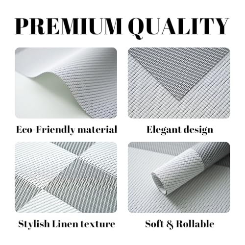 Placemats Set of 4 Vinyl/Plastic Woven Place Mats for Kitchen Table Indoor/Outdoor Washable Placemat Wipeable Dining Table Mats (Silver Cube,4) - color: D-silver Cube, size: 4 pcs