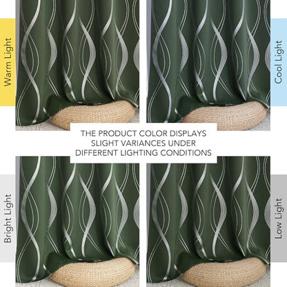 NICETOWN 100% Blackout Print Curtains 84 inch Long, Dark Mallard - color: 100% Blackout - Dark Mallard, size: 52"W x 84"L (Pack of 2)