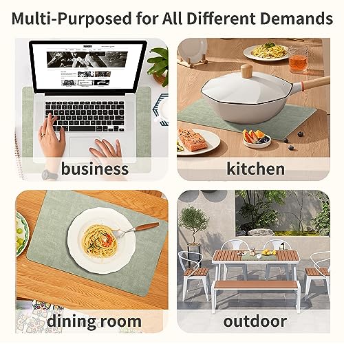 Maxpearl Faux Leather Placemats Set of 6, Easy to Clean, Light Green - color: Light Green