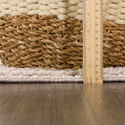 Hauteloom Lyre Farmhouse Living Room Bedroom Moroccan Square Pattern Abstract Area Rug - Soft Shaggy High Low Carpet - High Pile - Bohemian, Boho - Gray, Brown, Beige, Cream - 5'3" x 7' - color: Charcoal, Cream, Beige / Lunao, size: 5'3" x 6'11" (Rectangu