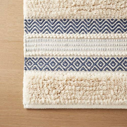 INK+IVY Asher Non-Slip Bath Rug Absorbent Quick Dry Striped, 22 x 58, Navy - color: Navy, size: 1'10" x 4'10" (Rectangular)