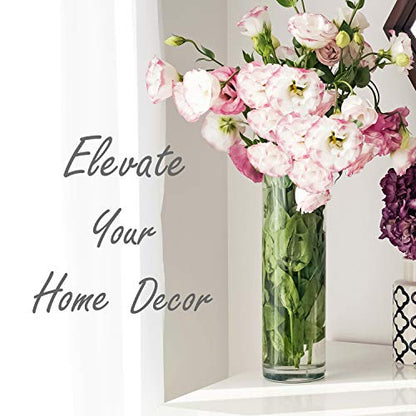 CYS Excel Clear Glass Cylinder Flower Vase, 14" Height x 4" Diameter, Elegant Hand-Blown Glass Wedding Floral Centerpiece Versatile Hurricane Candle Holder - size: H-14" D-4"