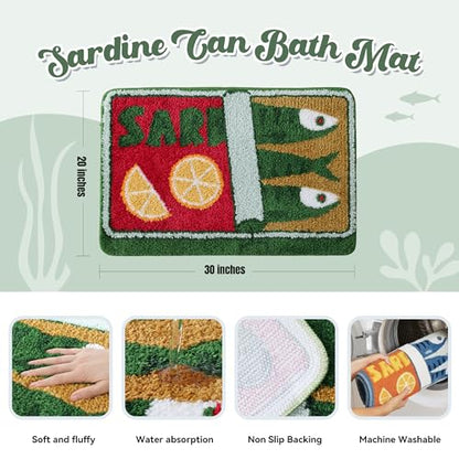 TRUEDAYS Sardine Bath Mat, Cute Bath Mat for Bathroom 20x30 Inch, Green - color: Green, size: 20x30 inches (Rectangular)