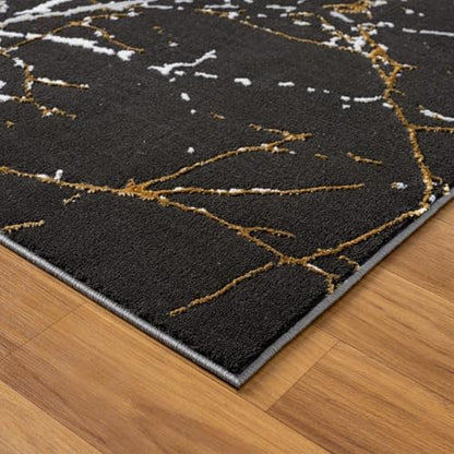LUXE WEAVERS Modern Abstract Non-Shedding Area Rug Black 5x7 - color: Black, size: 5' x 7' (Rectangular)