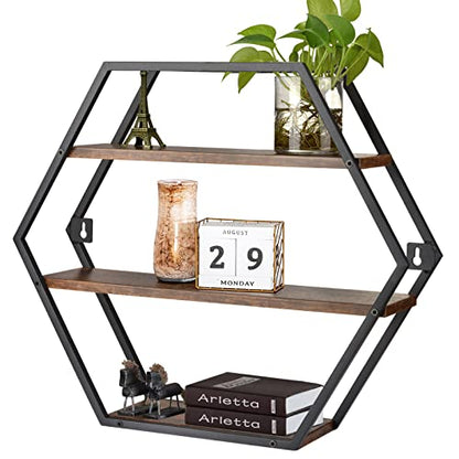 Hexagon Shelves for Wall, Decorative Hexagon Floating Shelves - size: Hexagon