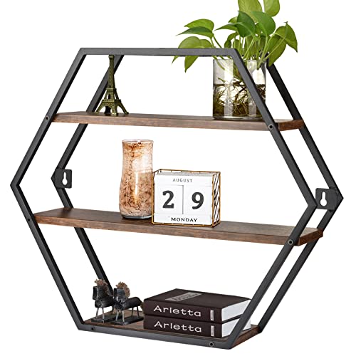 Hexagon Shelves for Wall, Decorative Hexagon Floating Shelves - size: Hexagon