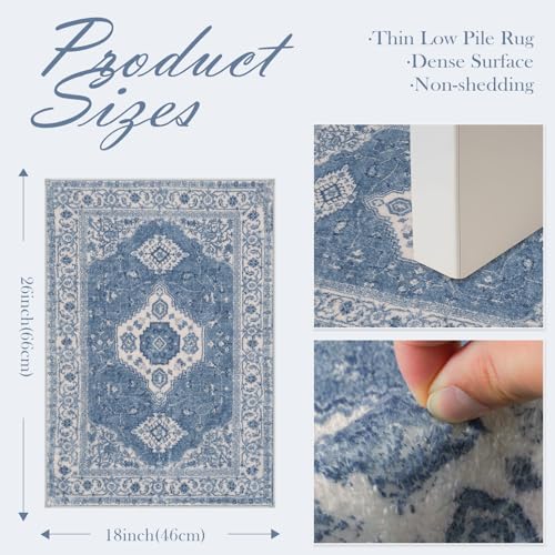Seavish Blue Bathroom Rug, 18x26 Inch Vintage Distressed Absorbent Bath Mat - color: Blue, size: 18 x 26 inch