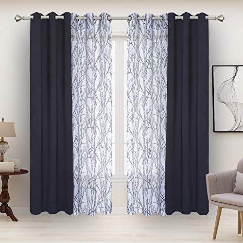 BONZER 침실 거실용 패널 4개 세트 믹스 앤 매치 커튼 - color: 그레이 다크, size: 37"W x 84"L (Pack of 4)