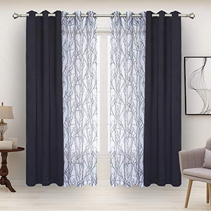 BONZER 침실 거실용 패널 4개 세트 믹스 앤 매치 커튼 - color: 그레이 다크, size: 37"W x 84"L (Pack of 4)