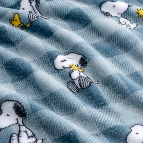 Berkshire Blanket Peanuts® VelvetLoft® Cute Character Snoopy Plush Throw Blanket,Peanuts Snoopy Everyday Buffalo Plaid Navy Tonal,Throw 55 in x 70 in (Official Peanuts® Product) - color: Navy Tonal, size: Throw (55 in x 70 in)