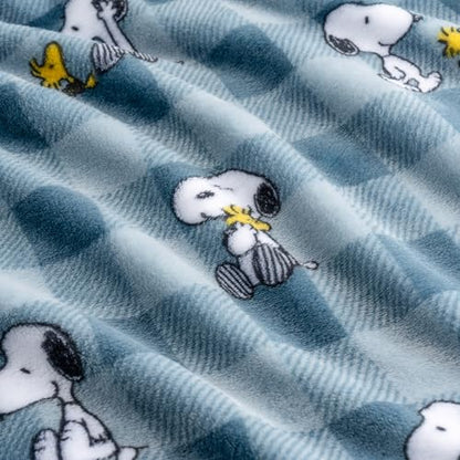 Berkshire Blanket Peanuts® VelvetLoft® Cute Character Snoopy Plush Throw Blanket,Peanuts Snoopy Everyday Buffalo Plaid Navy Tonal,Throw 55 in x 70 in (Official Peanuts® Product) - color: Navy Tonal, size: Throw (55 in x 70 in)