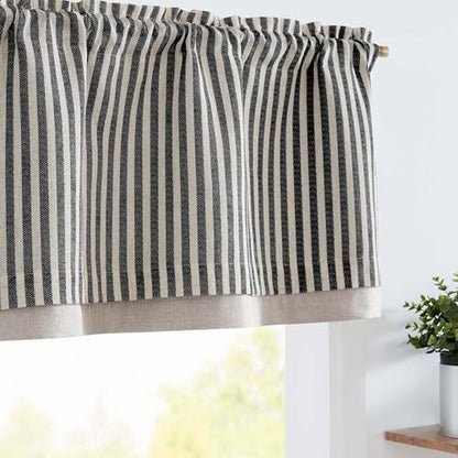 jinchan Stripe Linen Kitchen Valance Curtain, 50x16, 1 Panel, Black - color: Boxter Striped | Black on Linen, size: 50"W x 16"L (Pack of 1)
