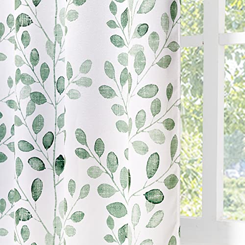 MYSKY HOME Green Leaf Curtains 95 Inch Length for Bedroom Grommet 2 Pcs - color: Leaf-green, size: 52"W x 95"L (Pack of 2)