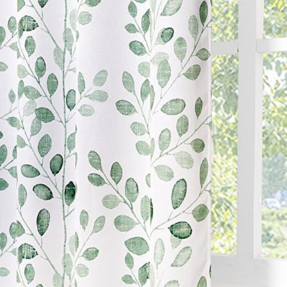MYSKY HOME Green Leaf Curtains 72 Inch Length for Living Room Grommet 2 Pcs - color: Leaf-green, size: 52"W x 72"L (Pack of 2)