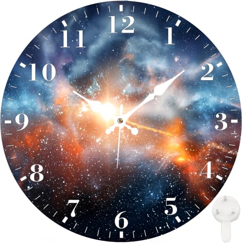 12" Silent Wall Clock, Round Wall Clock, Dazzling Galaxy Starry - color: Dazzling Galaxy Starry