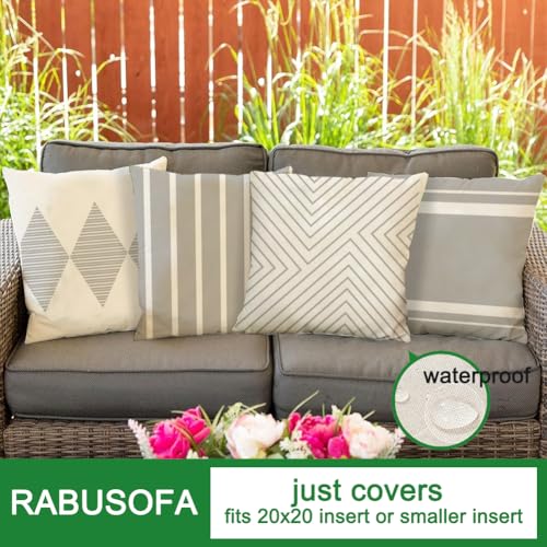 Outdoor Pillows Covers 20x20 Waterproof,Grey and Beige Set of 4(No Insert) - color: Grey and Beige, size: 20" x 20" (Pack of 4)