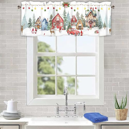 Christmas Kitchen Curtains Valances for Windows, 60x18 Inch 1 Panel - color: Christmas-lst-sd0691, size: 60"W x 18"L (Pack of 1)