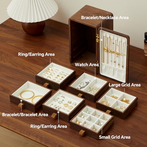 Black Walnut Solid Wood Cabinet Jewelry Box, Large - size: cat