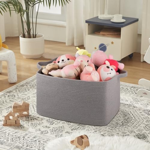 OIASKET 65L Extra Large Blanket Basket Living Room, 19.7"x15.8"x11.8" - color: Light Grey, size: 19.7"x15.8"x11.8"