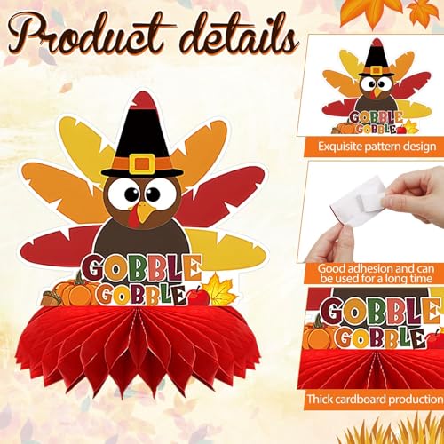 10 Pcs Thanksgiving Honeycomb Centerpieces, Fall Table Decorations - style: Thanksgiving Style