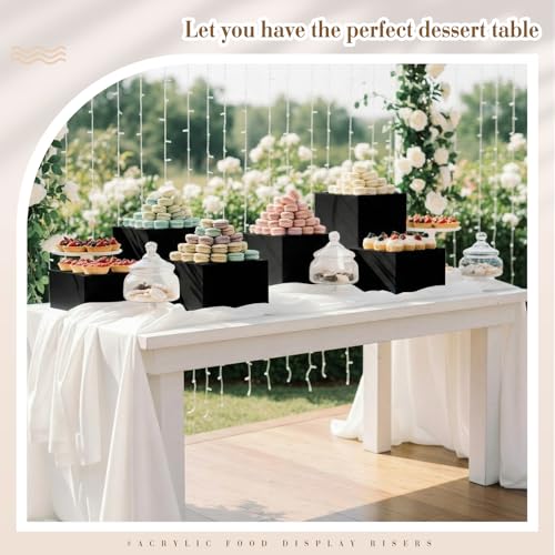 Leinuosen 7 Pcs Extra Large Acrylic Buffet Risers, 8-14" Square, Black - color: Black, size: 8" to 14", style: Square