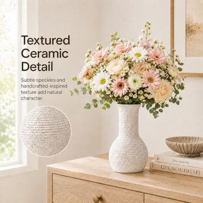 Nawaza Ceramic Flower Vase White Small Farmhouse Table Decor Vase V15 - color: Modern White-v15