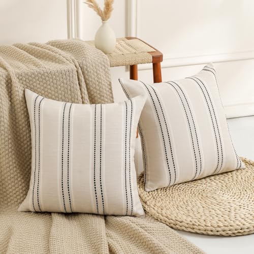 Hckot Black Striped Throw Pillow Covers 18x18 Set of 2 Accent Pillow Cover - color: Black, size: 18" x 18" (Pack of 2)