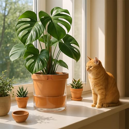 D'vine Dev Self Watering Terracotta Planter Pot, 10 in, 37-X-D-1 - color: Terracotta, size: 10 Inch