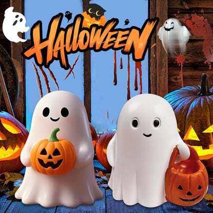 White Decorative Halloween Ghost Figurine (Yellow Pumpkin Ghost) - color: Yellow Pumpkin Ghost