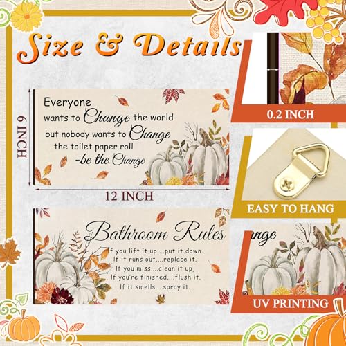 Jetec 2 Pcs Fall Decor for Bathroom Fall Decorations Autumn Rustic Decor - style: Fall Style