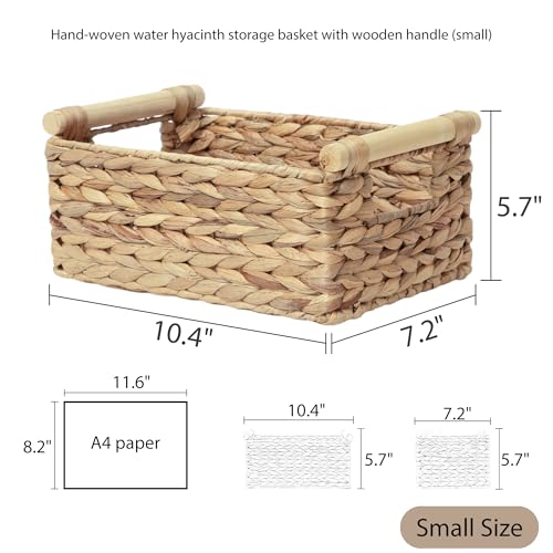 Rectangle Water hyacinth wicker storage basket Organizer(Small) - size: Small