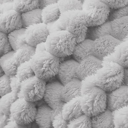 Whale Flotilla Soft Fleece King Size Bed Blanket 3D Jacquard, Light Grey - color: Light Grey, size: King(90x104 Inch)