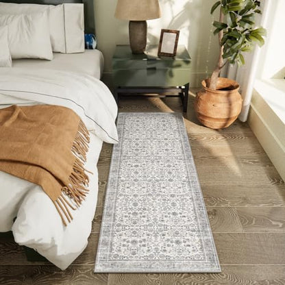 Machine Washable Hallway Runner Rug: 2'x6' Kitchen Rugs - color: Beige/Grey/Multi, size: 2' x 6' (Rectangular)