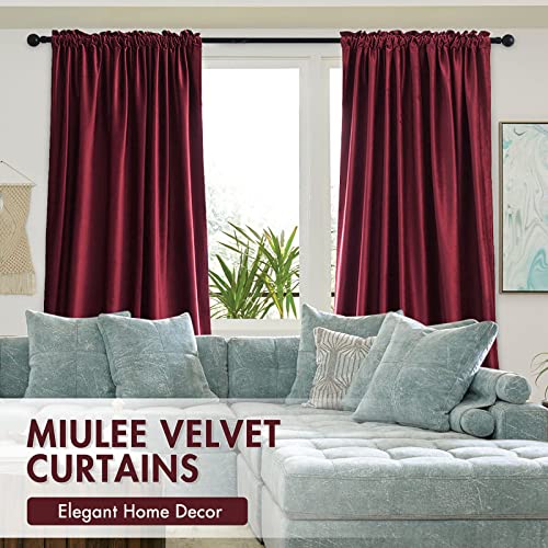 MIULEE Burgundy Red Blackout Velvet Curtains Drapes 72 Inch Long 52"x72" - color: Burgundy, size: 52"W x 72"L (Pack of 2)