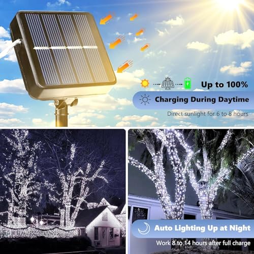Joomer Solar Fairy Lights, 4Pack Total 104FT 320LED String Lights, White - color: White, size: 4*80LED