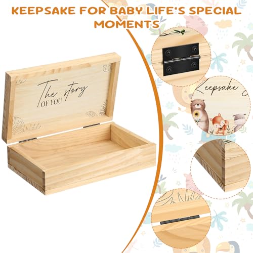 CroBlissful Safari Baby Keepsake Box Wooden Jungle Animals Memory Storage