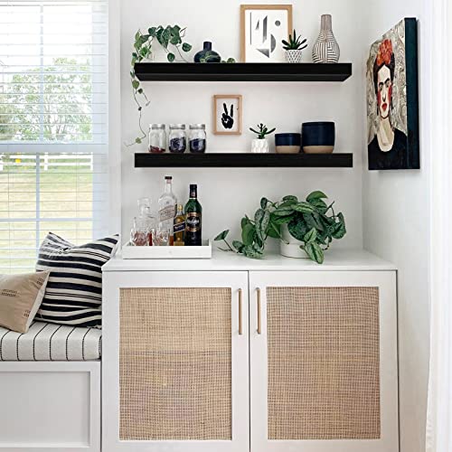QEEIG Long Floating Shelves for Wall (Black, Set of 2, 35.4") - color: B. Black, size: 35.4"